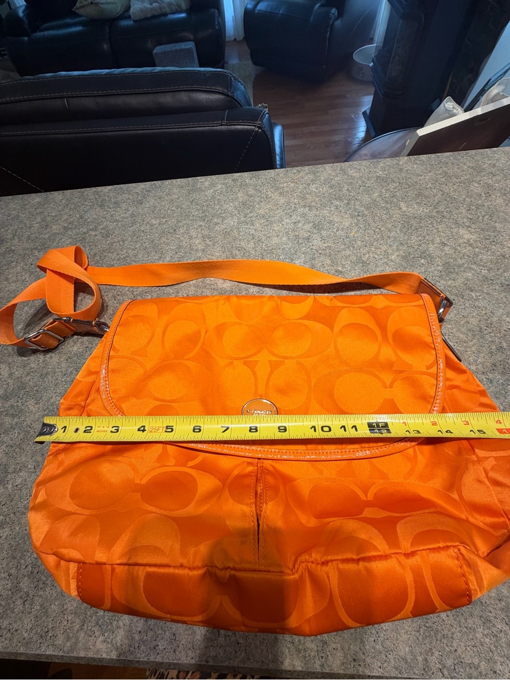 Authentic Coach F77490 Citrine Orange Signature Nylon Messenger Crossbody Y2K - Picture 9 of 14